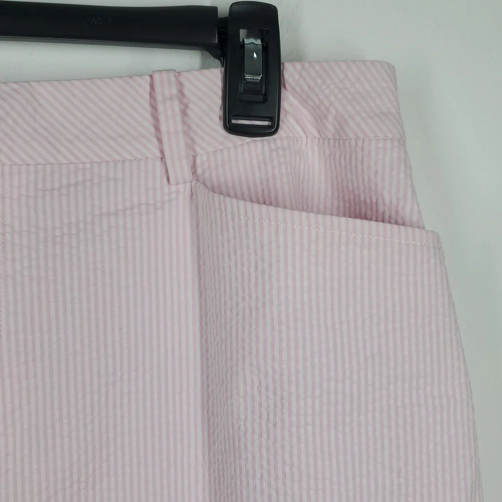 Lauren Ralph Lauren Pink Seersucker Pants Womens Straight Leg Preppy Summer - Picture 3 of 11